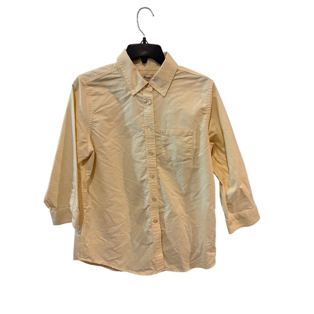 Womens‎ Small Butter Yellow L.L. Bean 100% Cotton Casual Button Down Shirt EUC